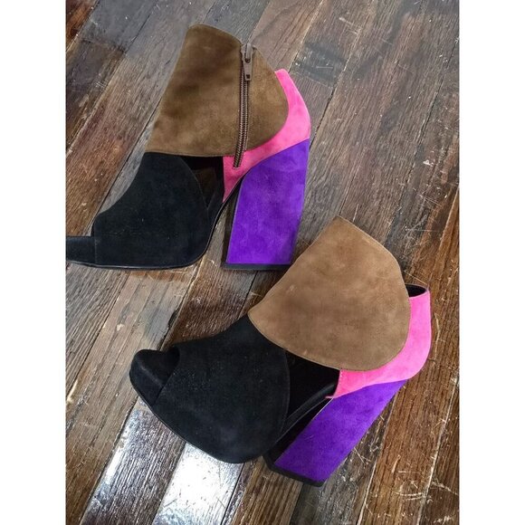 Pierre Hardy Suede Colorblock Colorful Heels Cut Out - Picture 4 of 16